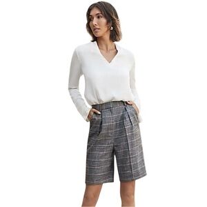 Express High Rise Plaid Pleated Bermuda Shorts 💕